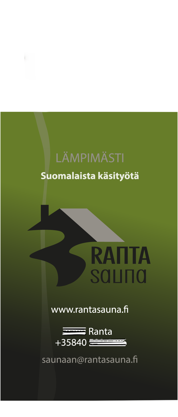 Käyntikortti (yht tiedot mustattu, koska yritys vielä pöytälaatikkoasteella, email viitteellinen)