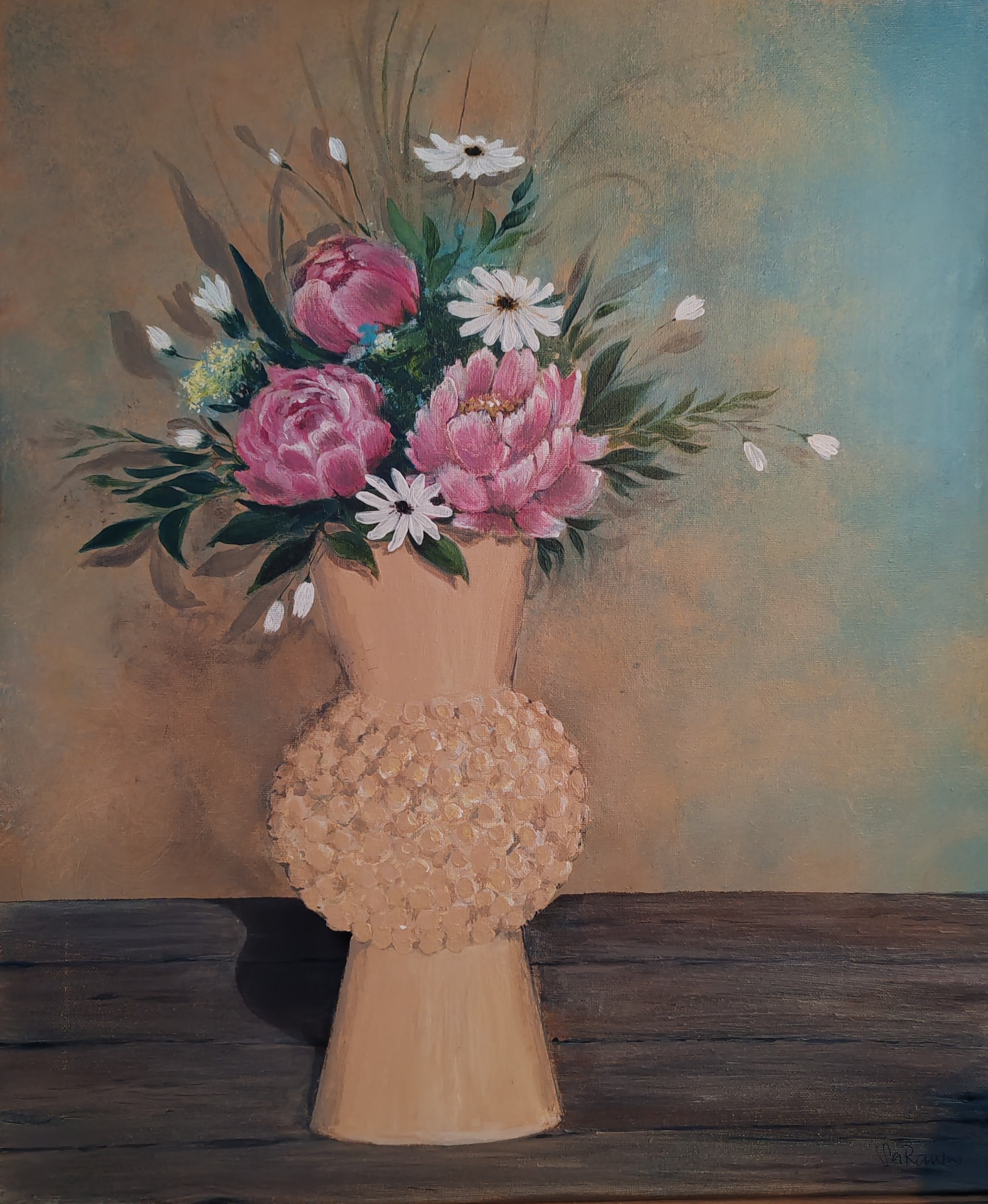 ÄITIENPÄIVÄ. Akryylimaalaus kankaalle 45x60cm. 200€