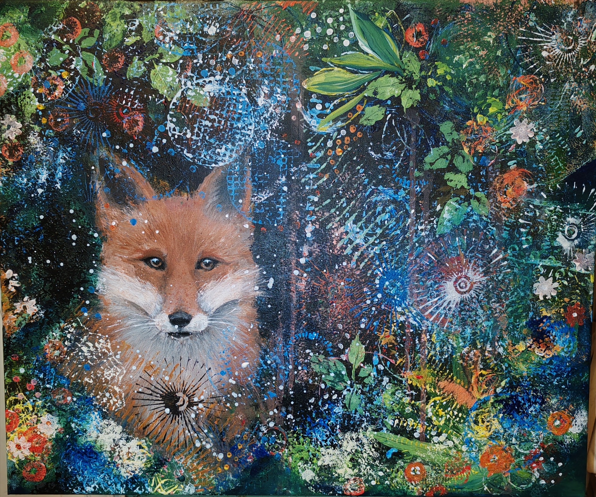 NOMPPISKETTU. Akryylimaalaus kankaalle 60x50cm. MYYTY