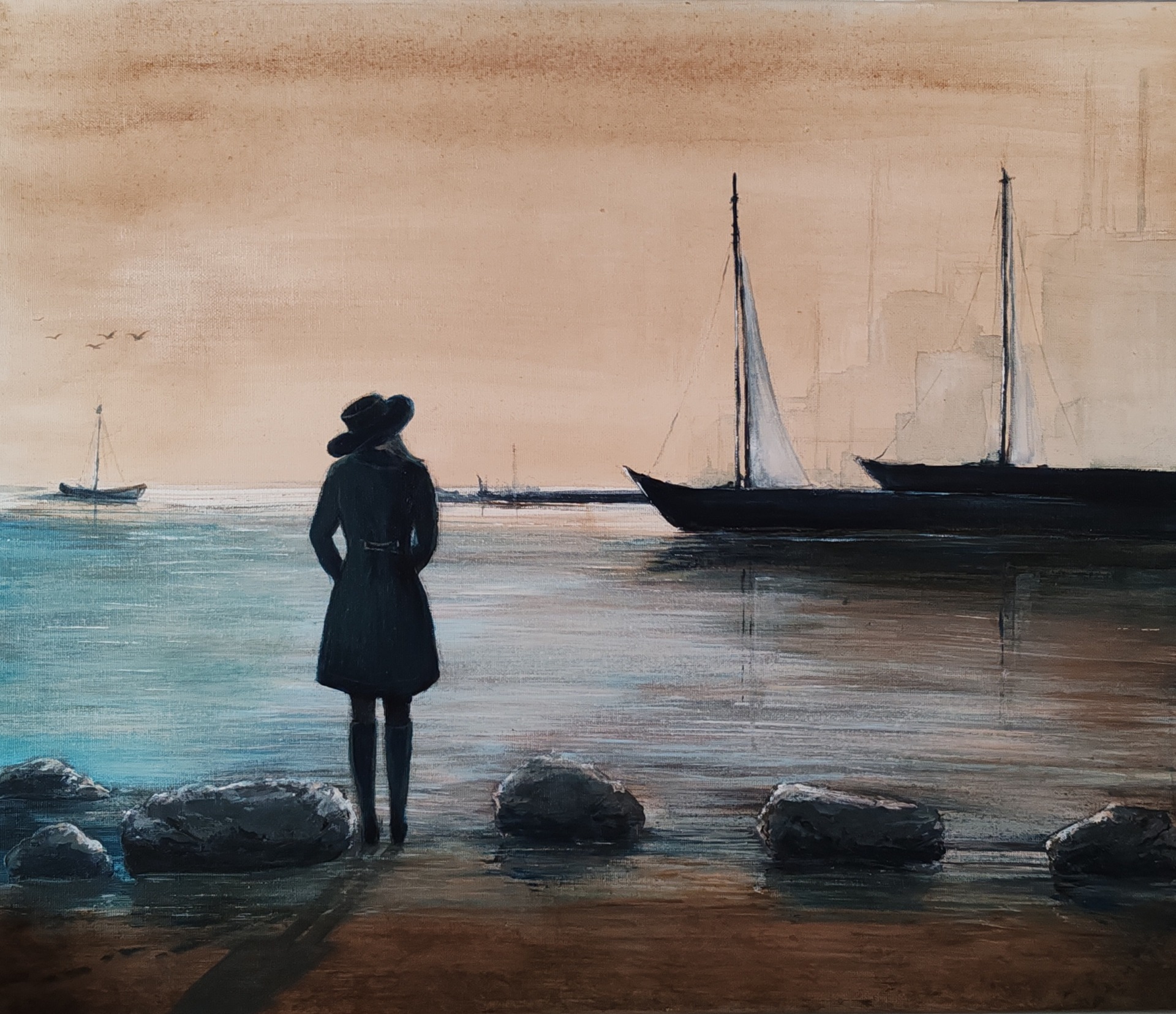 HAAVEILIJA. Akryylimaalaus kankaalle 46x55cm. 150€