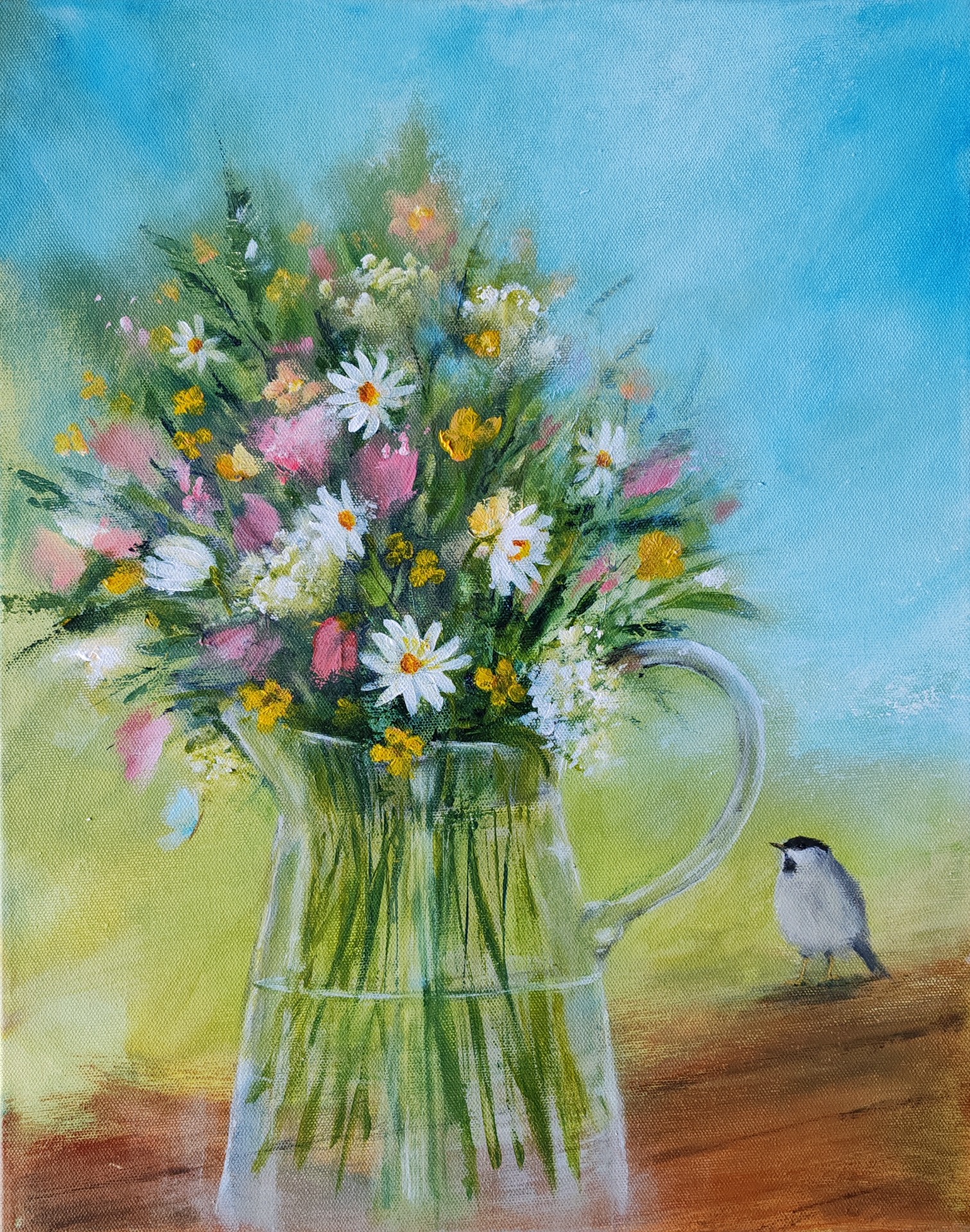 KESÄLLÄ KERRAN. Akryylimaalaus kankaalle. 40x50cm. 170€