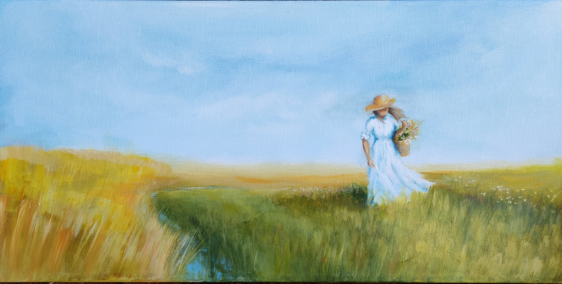 ELIISA. Akryylimaalaus kankaalle. 70X35CM. 150€